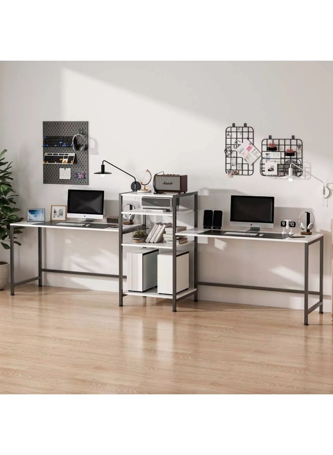 Generic L Shaped Desk - Computer Desk Corner Desk Gaming Desk PC Table with Adjustable Storage Shelves for Home Office Sturdy Writing Workstation, Reversible, White - Image 3