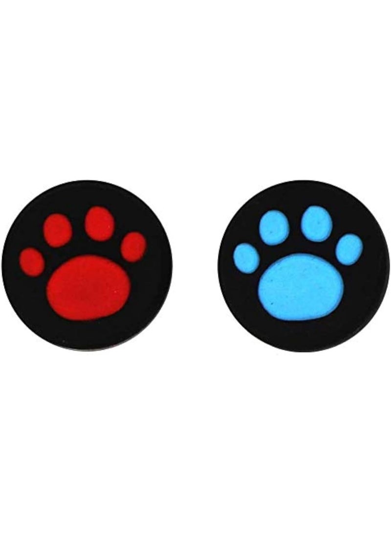 jaexest 2PCS السيليكون عصا الإبهام قبضات قبضات التناظرية عصا الإبهام جويستيك كاب (أزرق + أحمر) - Image 1