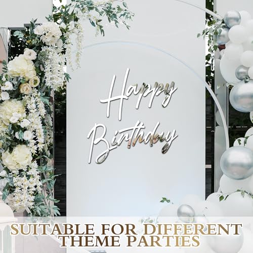 Yousoontic Happy Birthday Sign for Backdrop Large Happy Birthday Sticker Letter Acrylic Mirror Decal for Balloon Arch Party Sign Wall, Peel Off the Acrylic Film(23 x 20 Inches,Classic,Silver) - Image 5