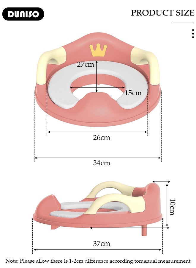 DUNISO مقعد تدريب المرحاض، مقعد مرحاض آمن للأطفال مع حماية عالية من الرش ومقبض ووسادة ظهر، مقعد تدريب مرحاض للأطفال متين ومريح، مقعد مرحاض صحي عالي الجودة للأطفال، للأولاد والبنات - Image 2