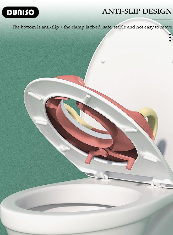 DUNISO مقعد تدريب المرحاض، مقعد مرحاض آمن للأطفال مع حماية عالية من الرش ومقبض ووسادة ظهر، مقعد تدريب مرحاض للأطفال متين ومريح، مقعد مرحاض صحي عالي الجودة للأطفال، للأولاد والبنات - Image 4