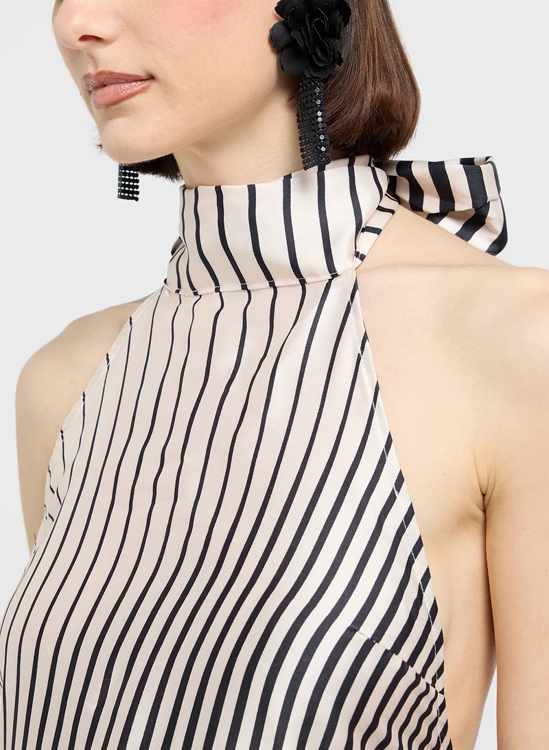 ELLA Striped Halter Dress
