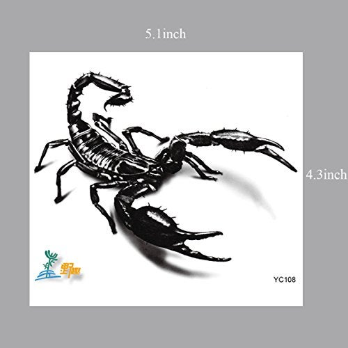 Yeeech 3D Scorpion Temporary Tattoos Sticker for Men Black (2 Sheets) - Image 3