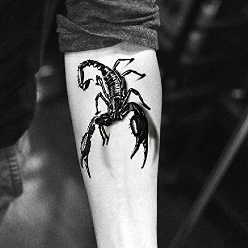 Yeeech 3D Scorpion Temporary Tattoos Sticker for Men Black (2 Sheets) - Image 2