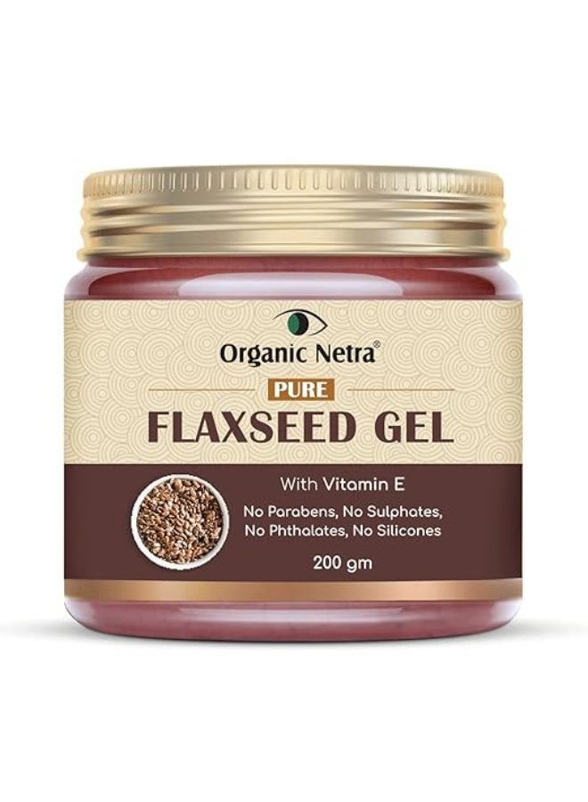Organic Netra Pure Flaxseed Gel with Vitamin E for Hair and Skin Strengthens and Nourishes Curly Hair and Skin Health Safe for All Skin Types Reduces Fine Lines and Wrinkles 200g - Image 1