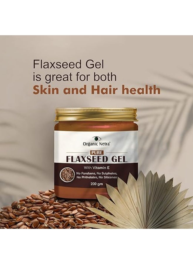 Organic Netra Pure Flaxseed Gel with Vitamin E for Hair and Skin Strengthens and Nourishes Curly Hair and Skin Health Safe for All Skin Types Reduces Fine Lines and Wrinkles 200g - Image 3