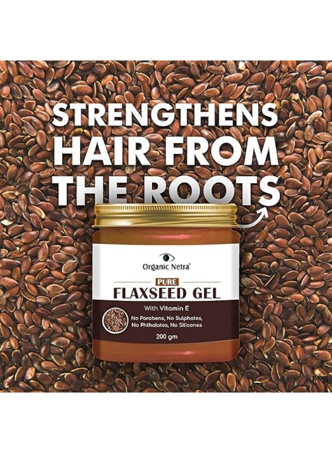 Organic Netra Pure Flaxseed Gel with Vitamin E for Hair and Skin Strengthens and Nourishes Curly Hair and Skin Health Safe for All Skin Types Reduces Fine Lines and Wrinkles 200g - Image 2