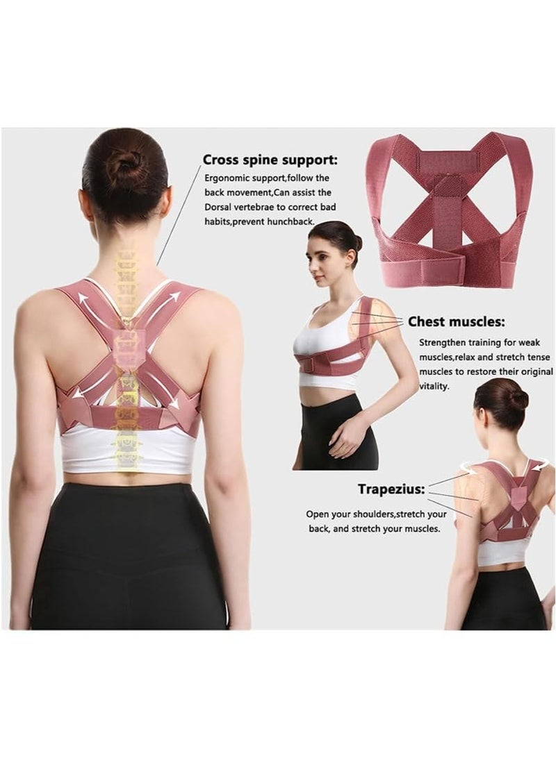 لوميا مشد ظهر، دعامة الظهر، مصحح الوضعية للنساء والفتيات، حزام الظهر لتصحيح الجسم والرقبة والكتفين،دعامة ظهر مصحح الظهر لتقويم انحناء العمود الفقري والحدبة، مصحح العمود الفقري، حزام دعم مرن قابل للتعديل، مدرب وضعية الظهر لتخفيف الألم وتعديل الاستقامة (وردي) - Image 2