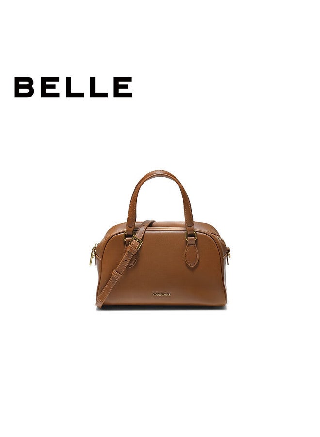 Belle Women's Suede Boston Bag Gift Handbag Bl861dx5 Brown - Image 1
