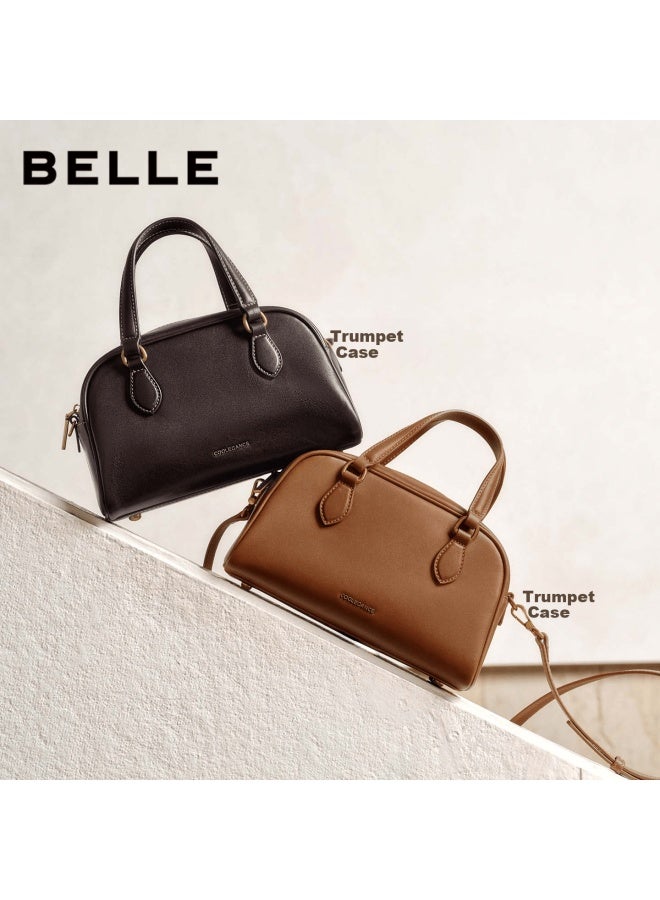 Belle Women's Suede Boston Bag Gift Handbag Bl861dx5 Brown - Image 2