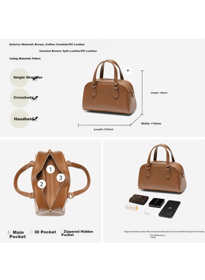 Belle Women's Suede Boston Bag Gift Handbag Bl861dx5 Brown - Image 3