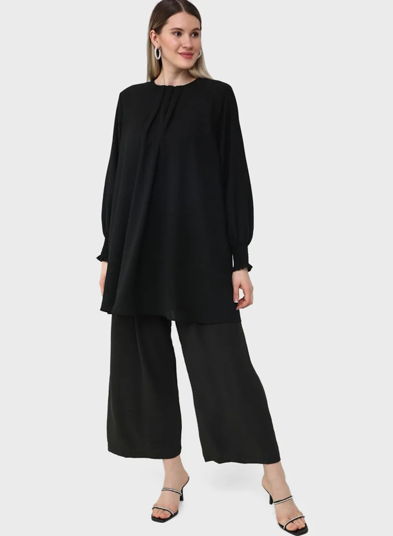 Alia by modanisa Textured Fabric Comfortable Fit Pant