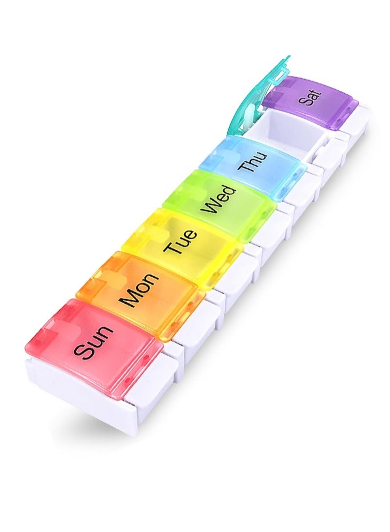 lebonaer Weekly Travel Pill Box Organizer, BPA Free 7 Day 1 Times a Day with Unique Spring Assisted Open Design and Large Tablet Box to Hold Vitamins, Cod Liver Oil, Supplements and Medication - Image 1