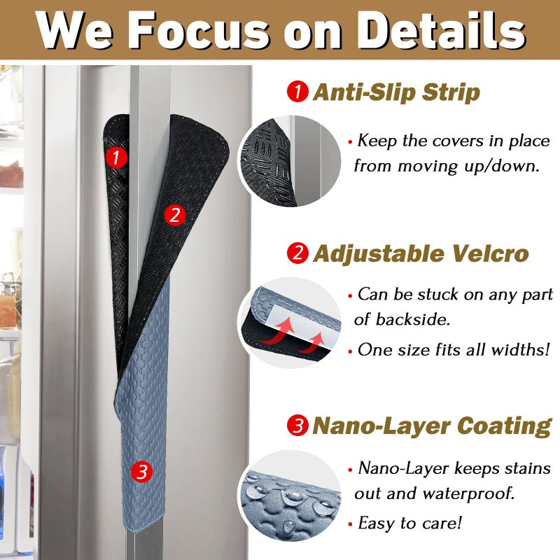 Luludamier Refrigerator Door Handle Covers, 5 PCS, Performance Appliance Handle Covers, Non-Slip Fridge Door Handle Covers, Keep Your Kitchen Clean, Microwave Oven Dishwasher door Handle Protectors(Navy Blue) - Image 4