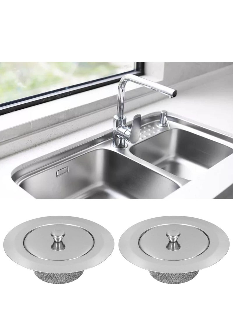 Kitchen Sink Strainer, 2pcs Stainless Steel Drain Strainer Filter, for Sinks Bathroom, Bathtub, Shower Drains, Disposal Waste - Image 2