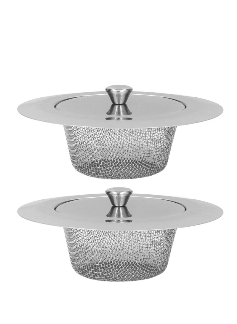 Kitchen Sink Strainer, 2pcs Stainless Steel Drain Strainer Filter, for Sinks Bathroom, Bathtub, Shower Drains, Disposal Waste - Image 1