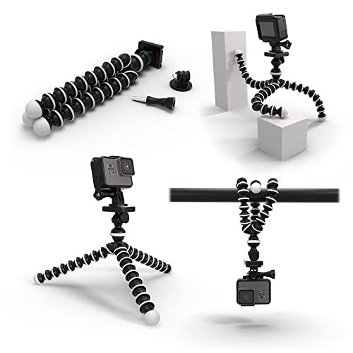 Digicharge 10" Octopus Flexible Action Cam Tripod – Fits GoPro Hero 14, 13, 12, Max, DJI Osmo Action 5/4 & More – Wrap-Around Camera Stand 360° Ball Head for Tabletop, Uneven Surfaces & Outdoor - Image 1