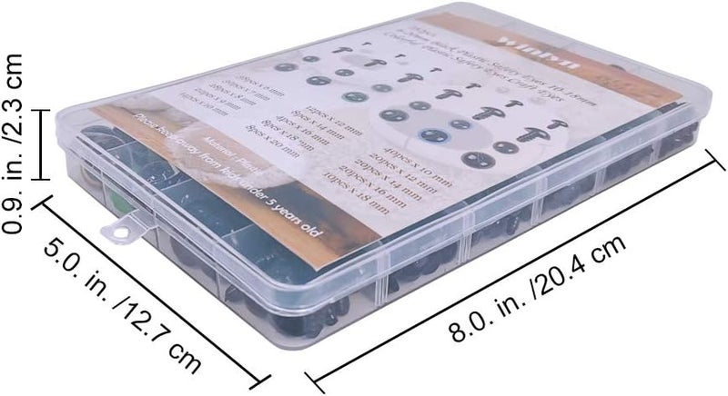 Winlyn عيون بلاستيكية ملونة سوداء بحجم 620 مم مع غسالات من وينلين 282 قطعة لعيون الدمى للحرف اليدوية وألعاب الكروشيه والحيوانات المحشوة بأحجام متنوعة - Image 4