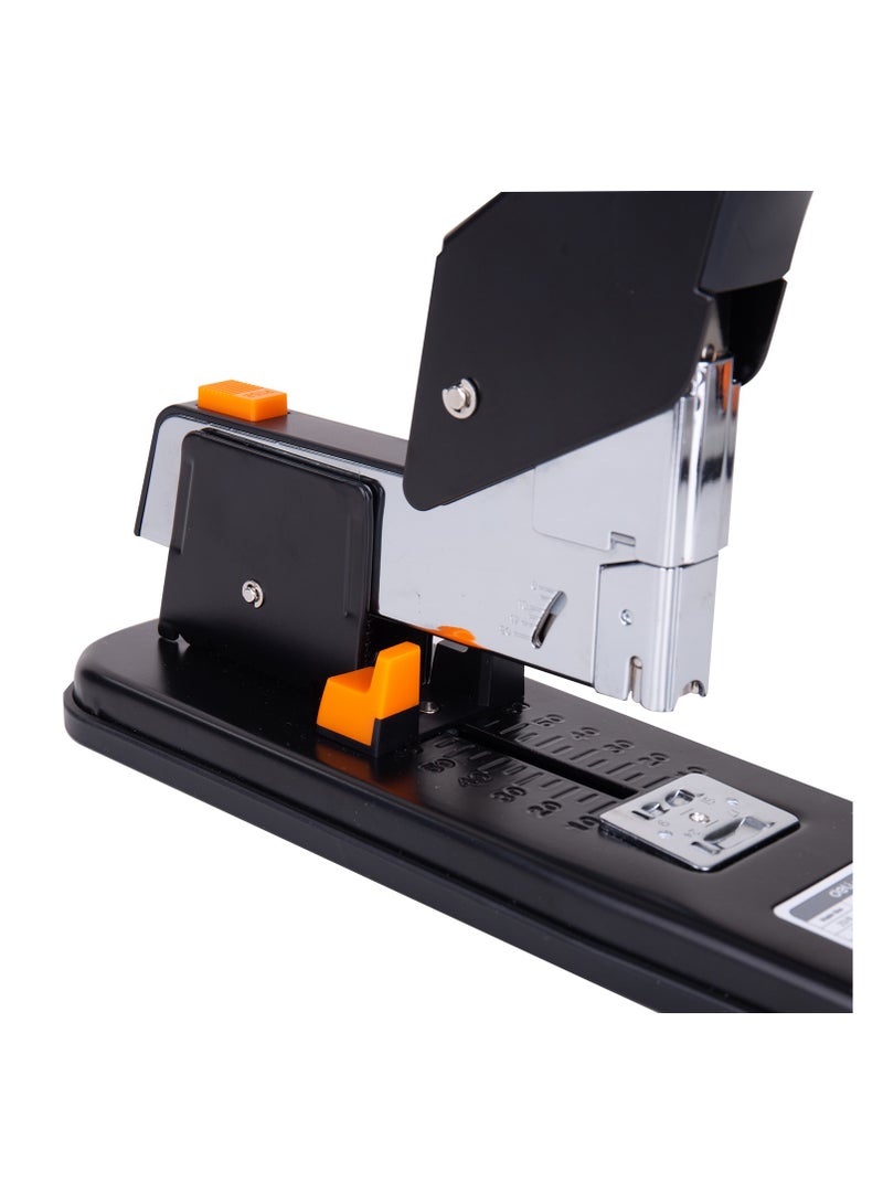 Deli دلي E0399 دباسة ثقيلة 1 قطعة، سعة 210 ورقة تصميم تحميل أمامي أبيض/أسود - للتجليد المكتبي - Image 2