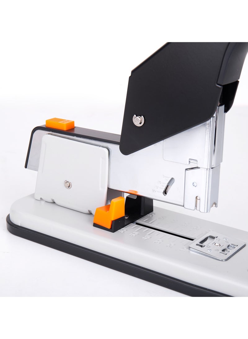 Deli دلي E0399 دباسة ثقيلة 1 قطعة، سعة 210 ورقة تصميم تحميل أمامي أبيض/أسود - للتجليد المكتبي - Image 3