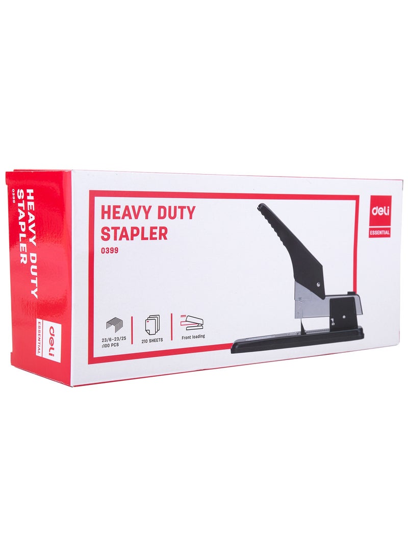 Deli دلي E0399 دباسة ثقيلة 1 قطعة، سعة 210 ورقة تصميم تحميل أمامي أبيض/أسود - للتجليد المكتبي - Image 4