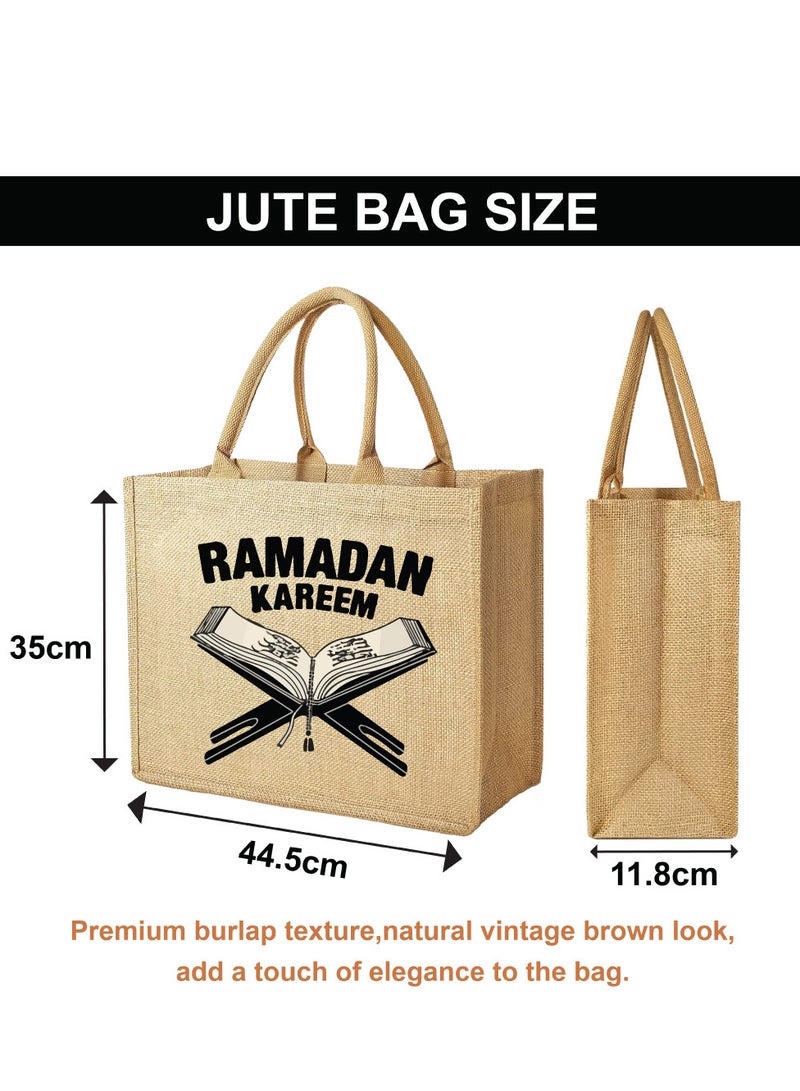 PRINTSHOP4ME Ramadan Mubarak Jute Tote Bags - Eco-Friendly Jute Grocery and Shopping Bags - Perfect for Shopping and Groceries Tote Bags - Gift for Ramadan - Ramadan Kareem Themed Jute Bag  - Image 2