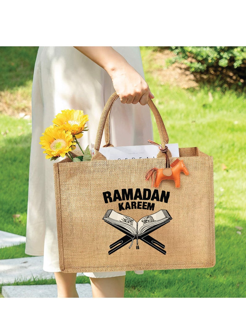PRINTSHOP4ME Ramadan Mubarak Jute Tote Bags - Eco-Friendly Jute Grocery and Shopping Bags - Perfect for Shopping and Groceries Tote Bags - Gift for Ramadan - Ramadan Kareem Themed Jute Bag  - Image 5