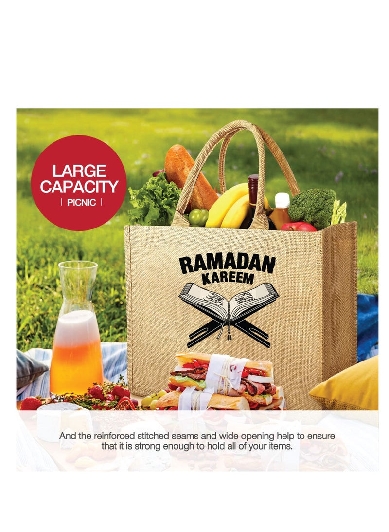 PRINTSHOP4ME Ramadan Mubarak Jute Tote Bags - Eco-Friendly Jute Grocery and Shopping Bags - Perfect for Shopping and Groceries Tote Bags - Gift for Ramadan - Ramadan Kareem Themed Jute Bag  - Image 4