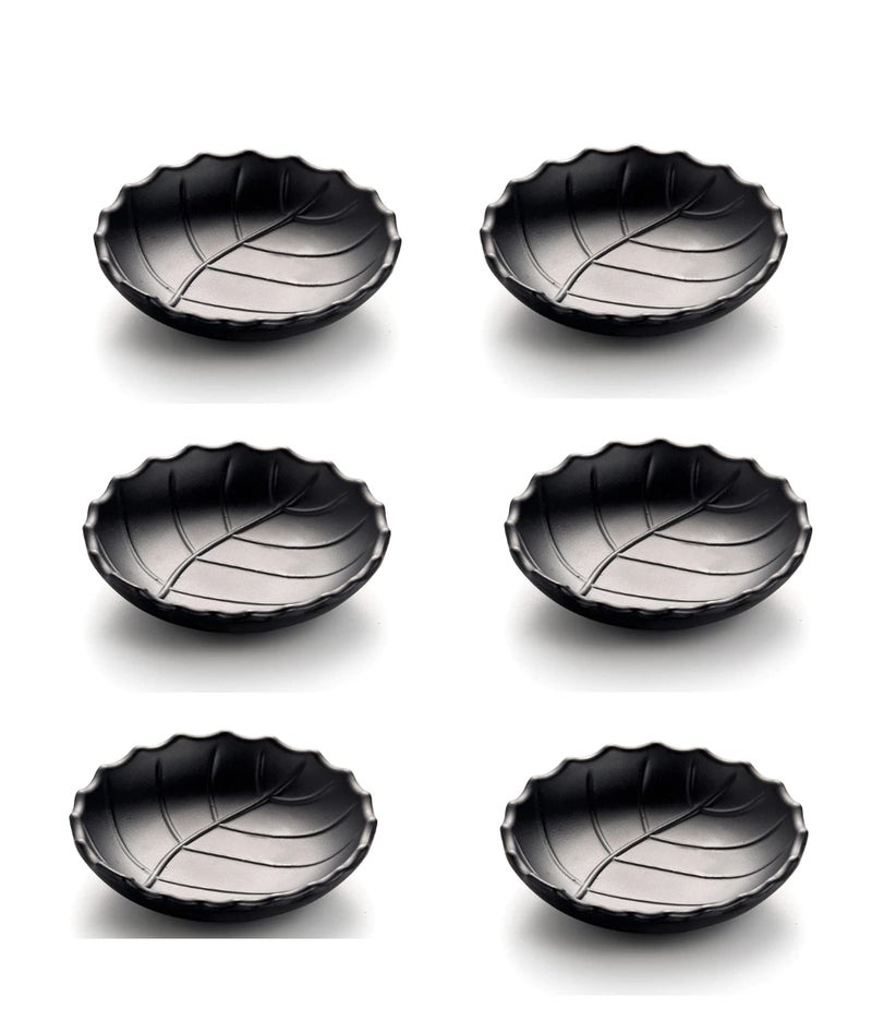 miRim Melamine Leaf Plate/Platter for All Occasions (Set of 6) - Black - Image 1