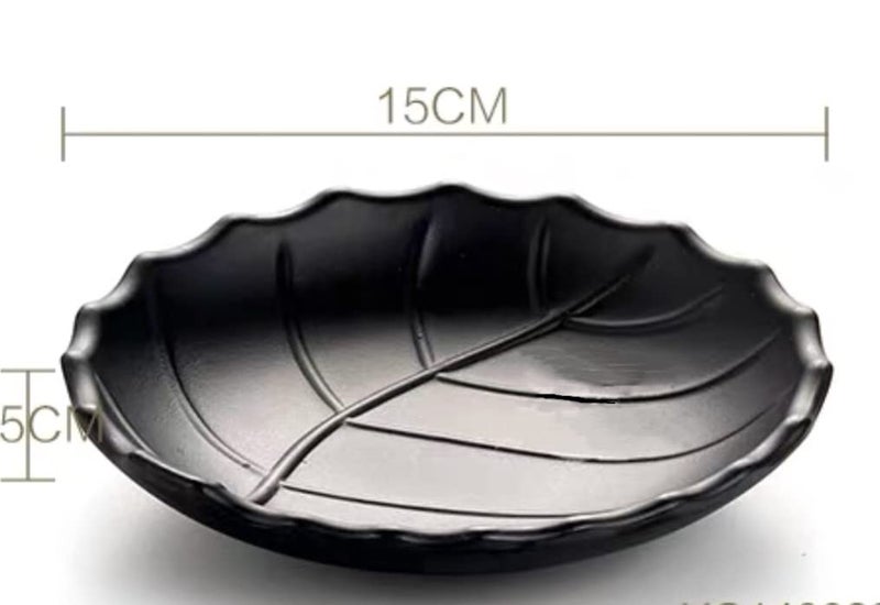 miRim Melamine Leaf Plate/Platter for All Occasions (Set of 6) - Black - Image 2