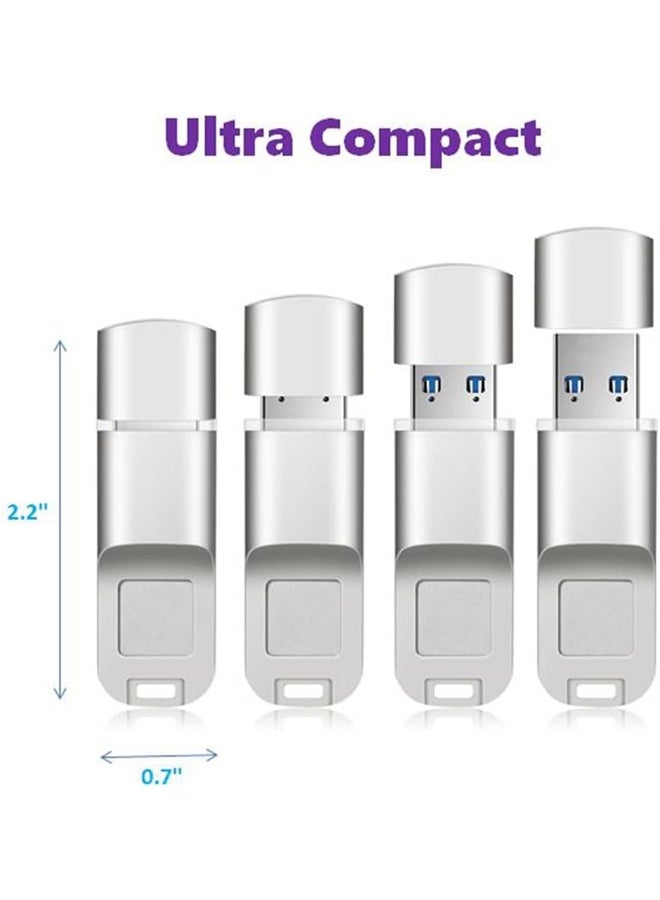 Fingerprint USB 3.0 Flash Drive 64GB – Secure Biometric Encryption Memory Stick with 3-in-1 OTG Adapter, Fast Data Transfer, Zinc Alloy, Compatible with PC, Laptop, Smartphone - Image 2