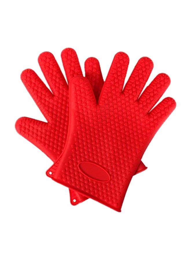NIBEMINENT 2-Piece Silicone Cleaning Gloves Red One Size  - Image 1