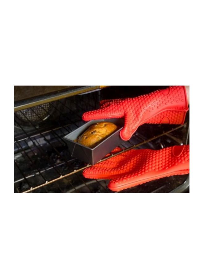 NIBEMINENT 2-Piece Silicone Cleaning Gloves Red One Size  - Image 3