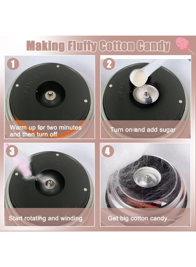 WALALLA Cotton Candy Machine Candy Floss Machine Household Children DIY Efficient Electric Heating Gift Fun Handmade Toys for kids Food Grade Splash Proof Suitable for Birthdays and Gatherings,Pink - Image 5