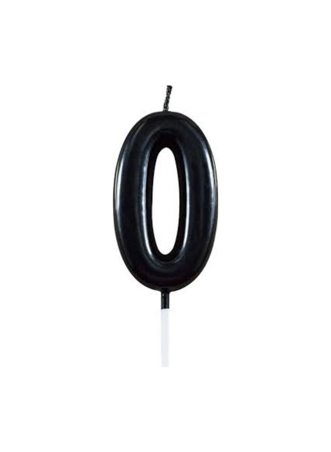 Party Time Candles Black Number Zero (0) Shaped Candle 4X7.5cm For Birthday Cake