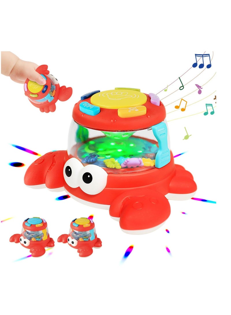 Captaintech Mini Crab Light Up Toys with Music, Baby Sensory Toys, Toddler Interactive Learning Development Toy, Early Learning Baby Musical Toys for 3 Year Old Girls Boys Birthday Gifts - Image 1