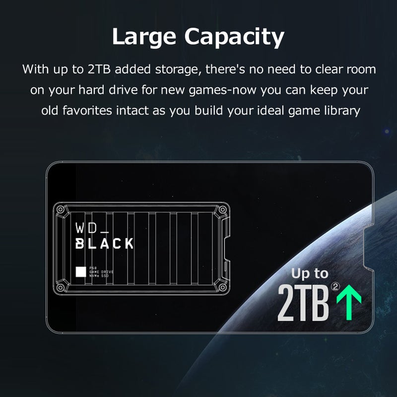 WD_BLACK P50 محرك أقراص الحالة الصلبة المحمول من نوع C سعة 2 تيرابايت للألعاب PSSD - Image 5