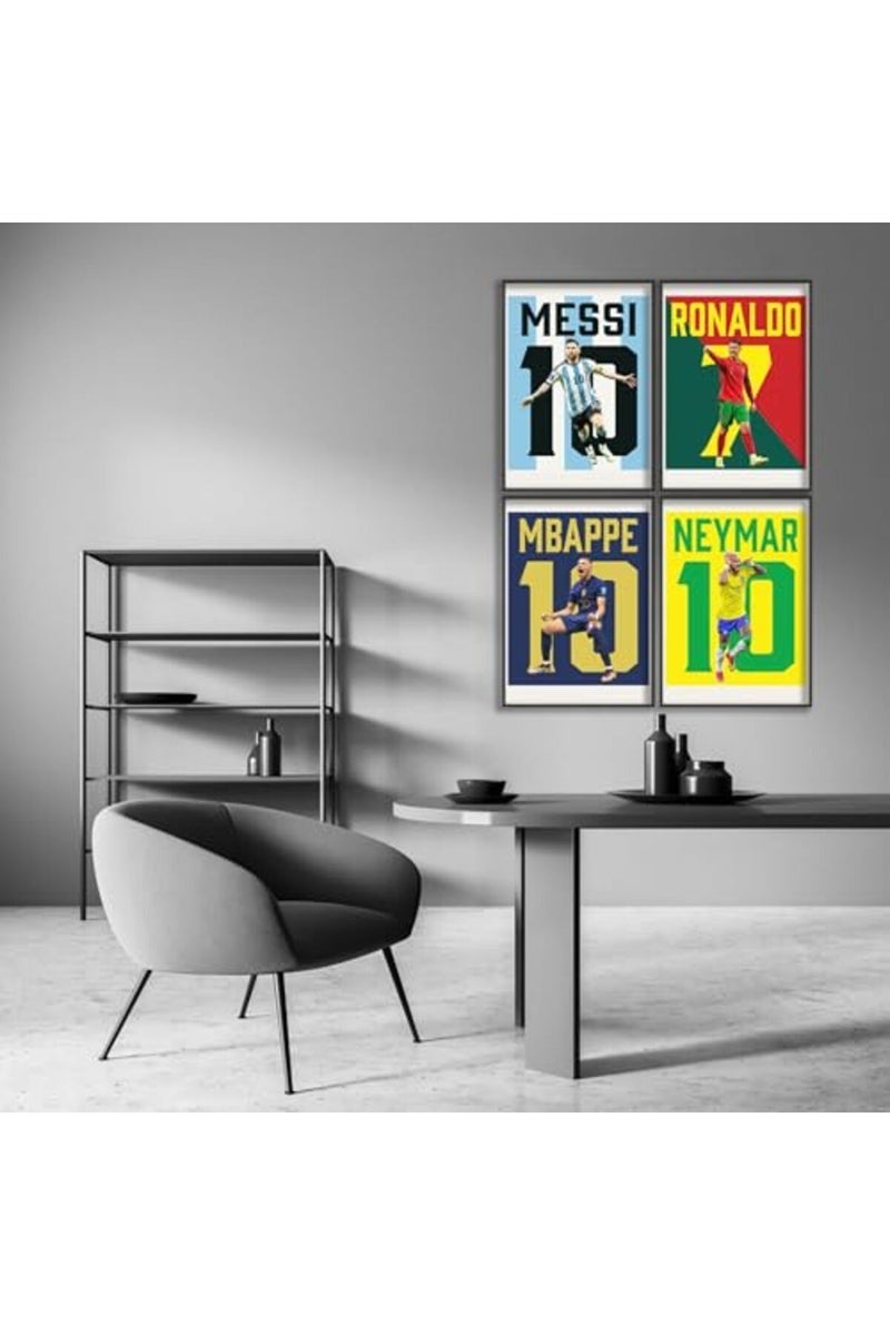 ARS  Messi, Ronaldo, Mbappe, Neymar Poster Soccer Canvas Poster Wall Art Print Set of 4 Gifts for Boys Living Room Bedroom Decor Unframed: 8x12inch - Image 2