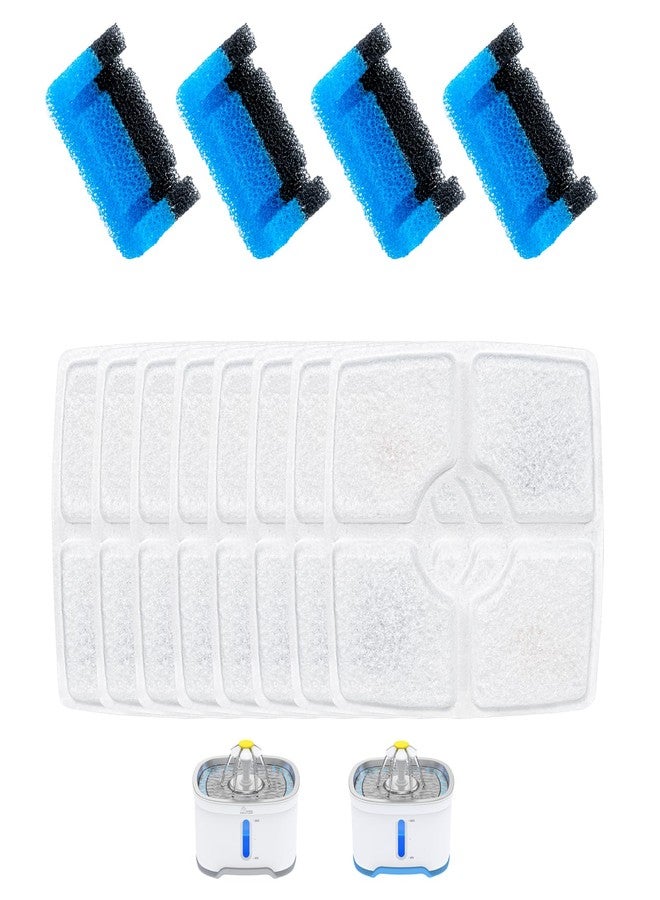 Wonder Creature Cat Water Filter, Cat Fountain Filter Replacement, 8 Square Carbon Filters and 4 Upgraded Sponge Foam Filter for Cubic Stainless Steel Top Cat Fountain - Image 1