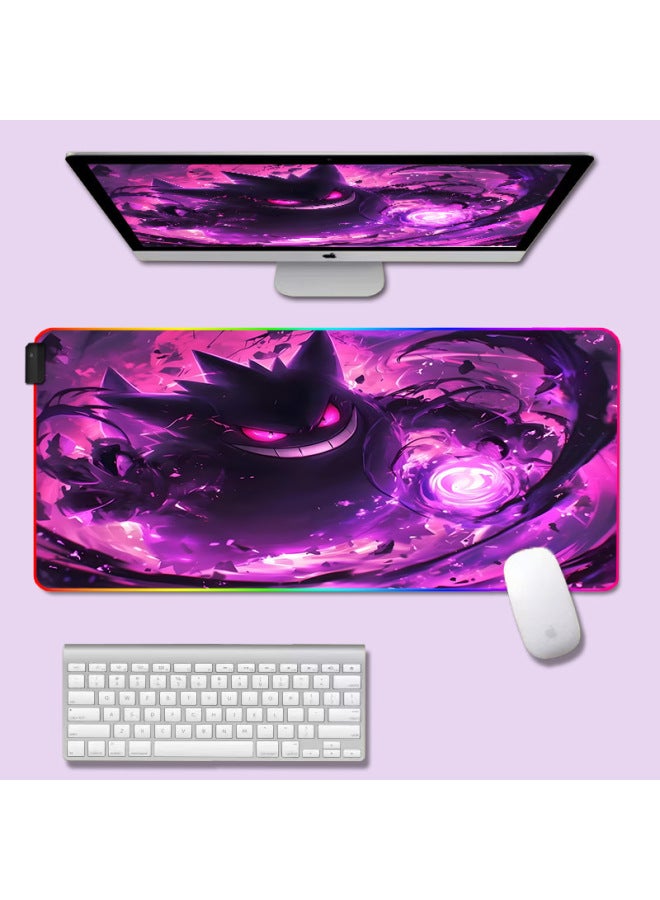 Mouse Pad Geng Ghost Luminous Animation Table Pad E-sports Super Large Game Keyboard Pad Internet Cafe Universal Desk Pad-Color:300*900*3mm-Pattern:Gengar-9 Glow  - Image 1