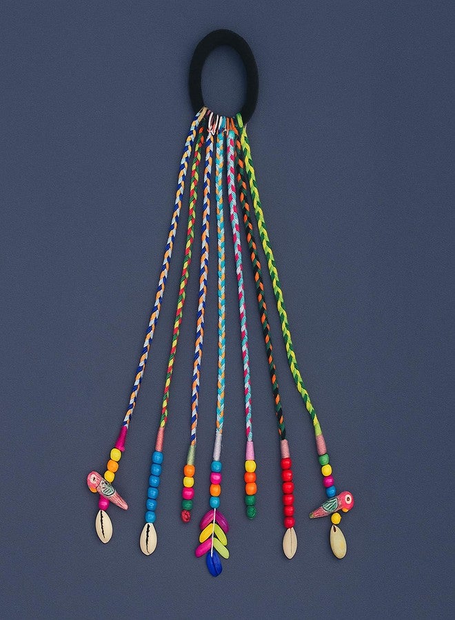 MILAPARK CRAFTS Handmade Braided Hair Extension for Girls with Wooden Beads, Cowrie Shells & Parrot Charms – Festivals, Parties, Weddings, Navratri, Garba, Ethnic Styling - Image 1