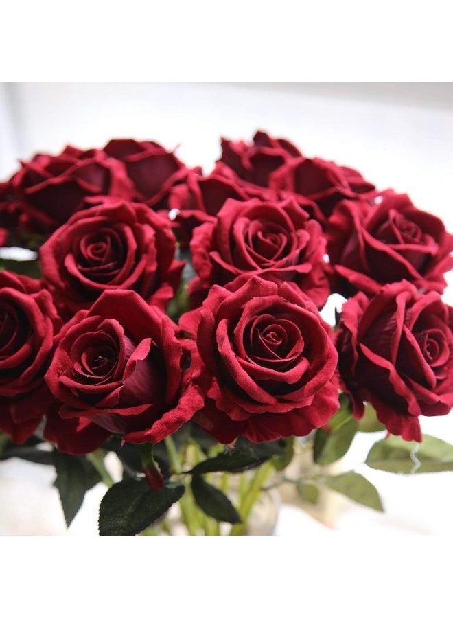 LATIFA Artificial Flower 12pcs 22'' Long Stem Silk Velvet Rose Real Touch - Image 2
