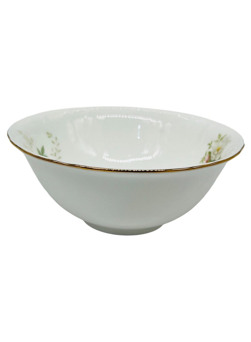 AKDC Luhpar Porcelain Salad Bowl 5.5", Multicolor Floral Design with Gold Rim - Image 1