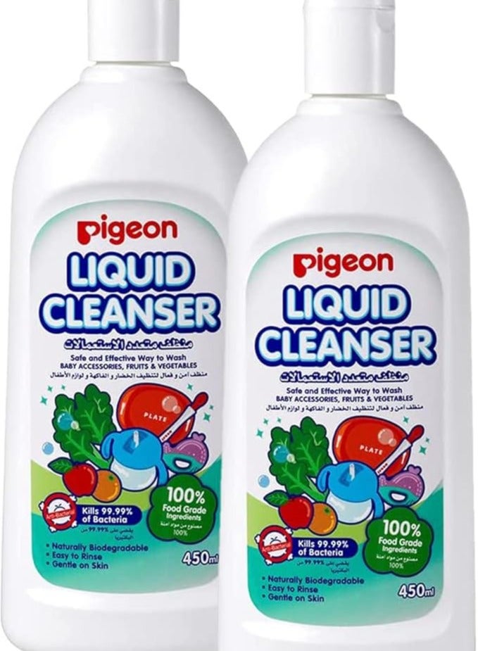 pigeon Pigeon Liquid Cleanser for Baby Accessories & Fruits, 450ml – Pack of 2, White, Safe & Natural