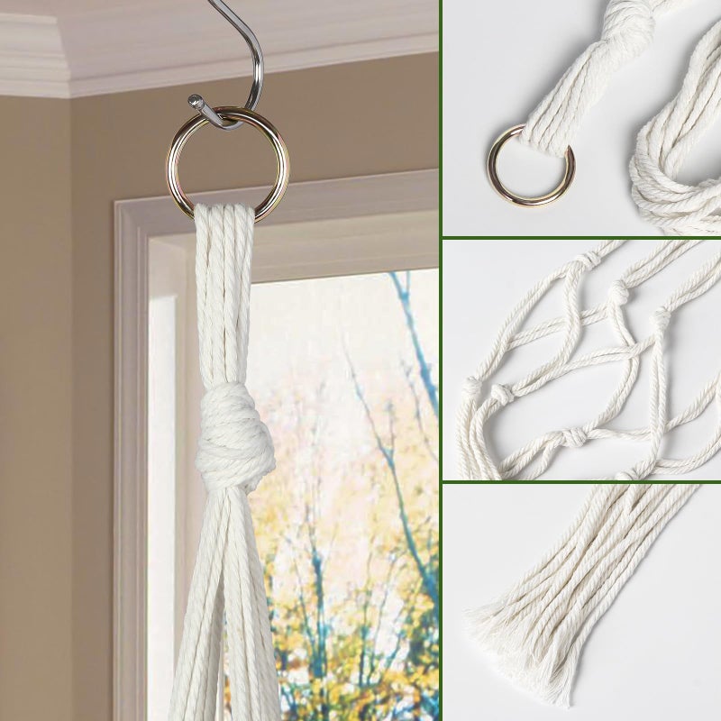AOMGD 6 Pack Macrame Plant Hanger Indoor Hanging Planters for Indoor Outdoor Plants with 6 S Hooks and 6 Hook Nails, Hanging Plant Holder 43" Boho Home Decor,Ivory - Image 5