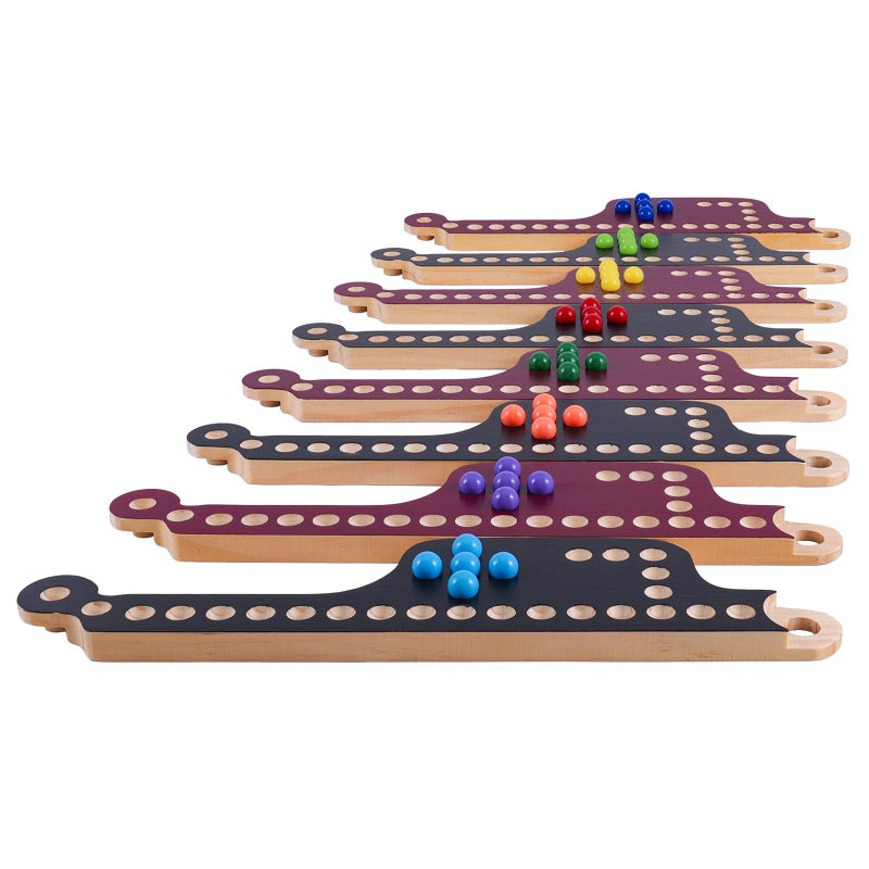 Medikaison Interlocking Wood Jokers Board Game28 Player Marbles and Jokers Game for AdultsPerfect Family and Party Gift with 4 Decks of Cards Brown and Black - Image 3