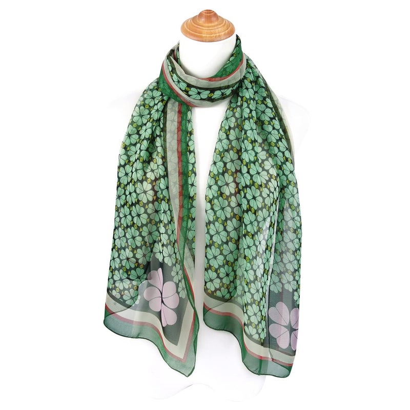 E-Clover St. Patrick's Day Scarf Shamrock Scarves Shawl Irish Theme Scarfs for Women Holiday Green Clover Print - Image 4