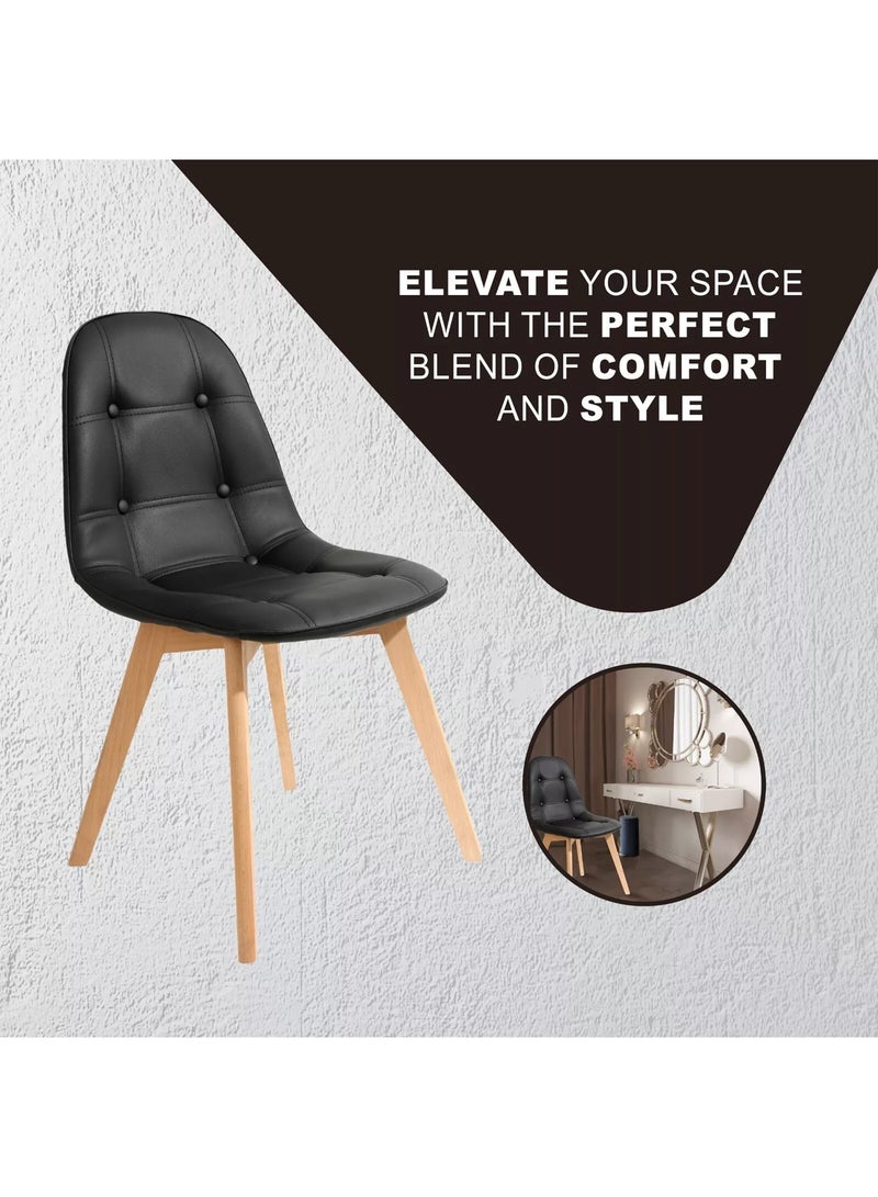 Taimi Modern Armless Solid Wooden Padded Seat Dining Chair, Office Chair, Desk Chairwith Back Rest Designer Chairs for Kitchen Home Office Lounge Living Room Cushioned Black - Image 5