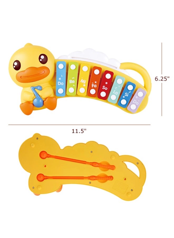 Kids Rainbow Xylophone, Yellow Duck Shape Musical Percussion Toy for Toddlers - Image 4