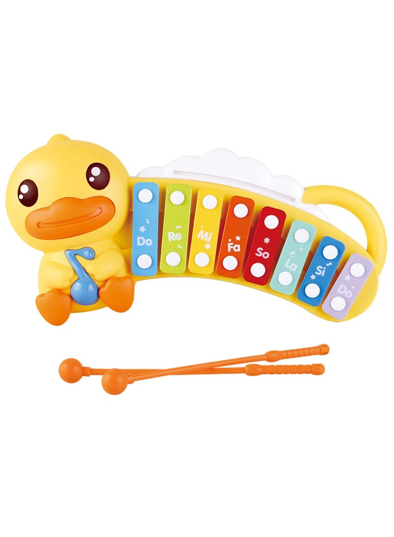 Kids Rainbow Xylophone, Yellow Duck Shape Musical Percussion Toy for Toddlers - Image 1